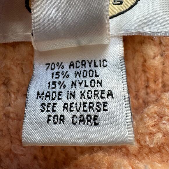 Talbots Shawl Collar Sweater Tangerine Orange Soft Fuzzy Wool Blend Chunky Knit - Picture 15 of 16